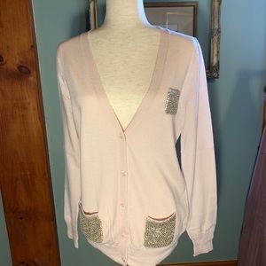 J.Crew Blush Bead Embellished Cardigan